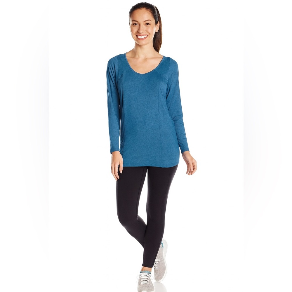 LUCY Take A Pause Mesh Back Blue Tunic womens size large